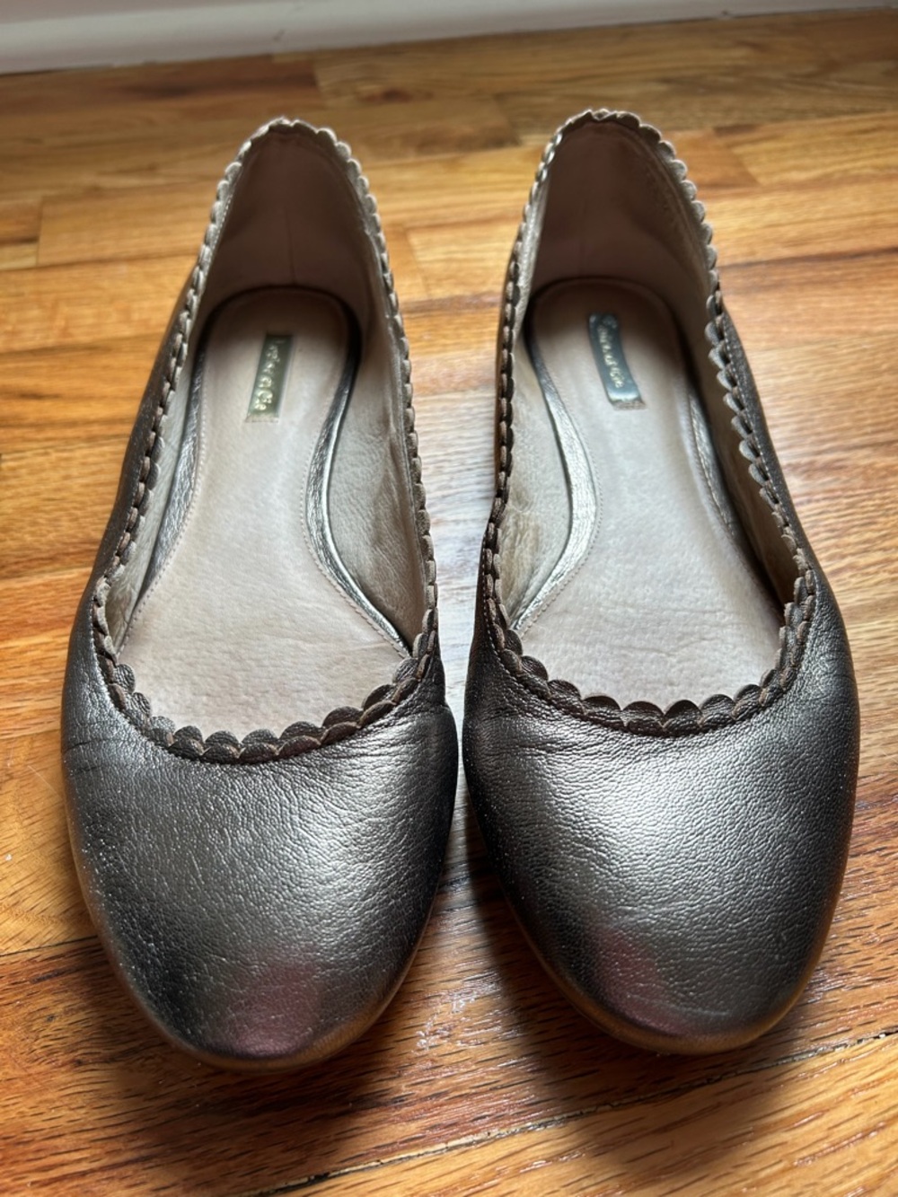 Metallic Black Ballet Flats - Comfortable Slip-On Shoes